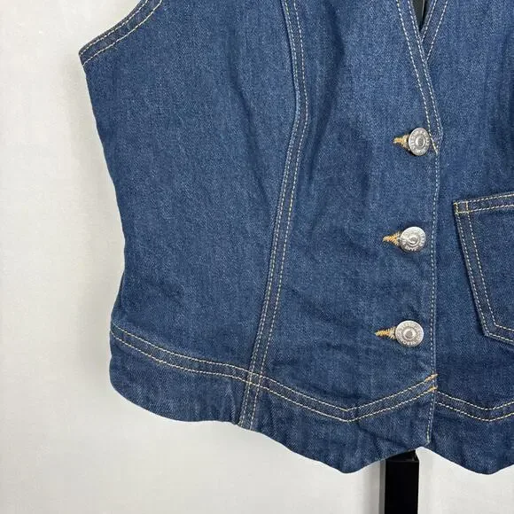 NEW Veronica Beard Valeria Vest Women's Small Blue Denim Buttons Country Cowgirl - Picture 3 of 10